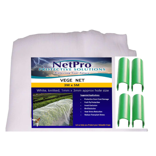 3 x 5 metre Insect Exclusion Netting & Clamps - covers most frames.